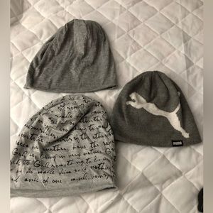 3 pack beanies…. 1 puma knit and 2 cotton